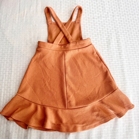 Heart and Arrow Rust Suspender Dress Girls 5 Ruffle Hem Textured Fall Outfit - Picture 3 of 9